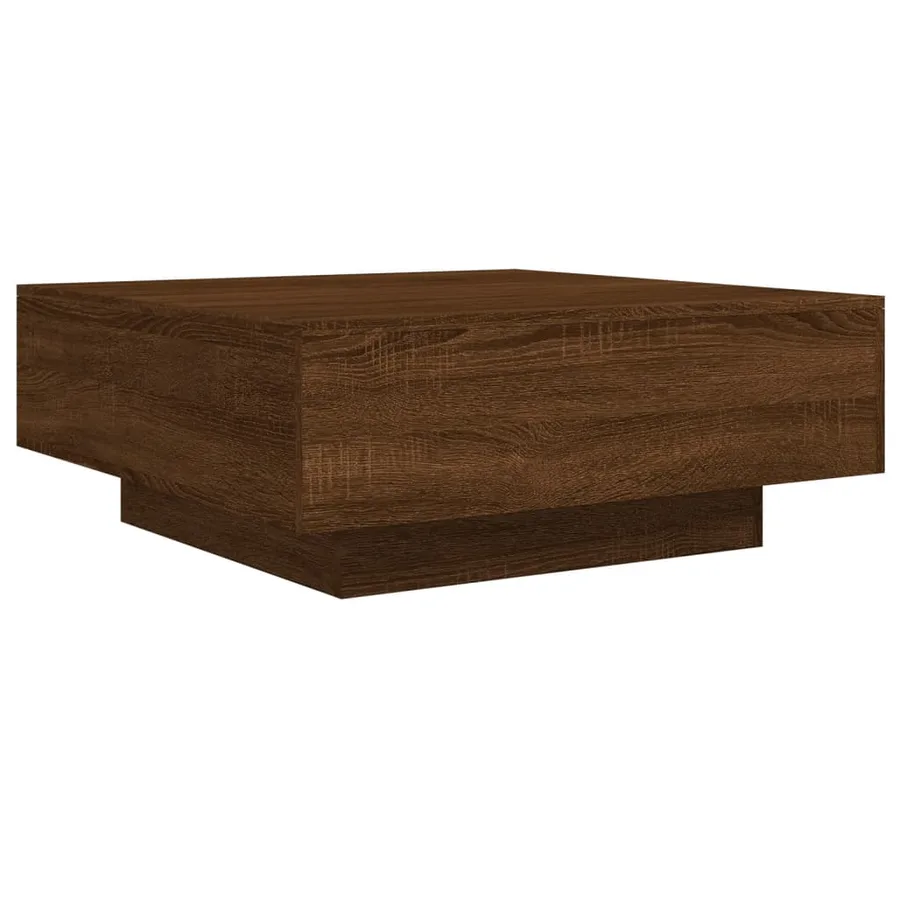 Table basse avec lumières LED chêne marron 80x80x31 cm - 3