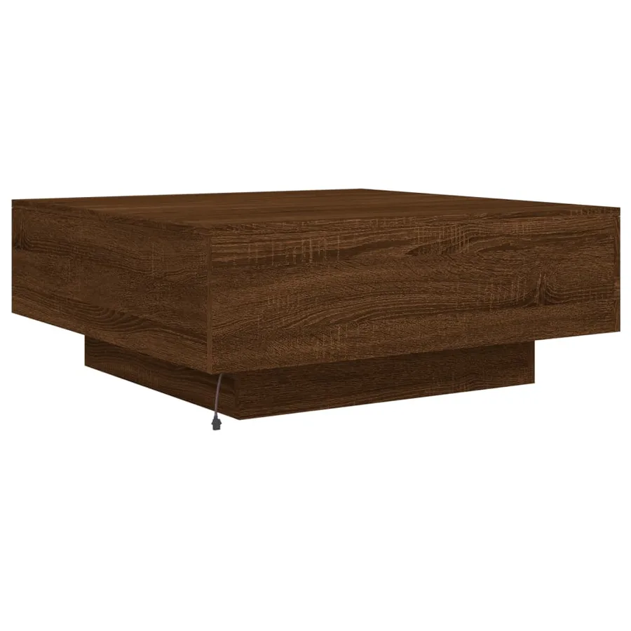 Table basse avec lumières LED chêne marron 80x80x31 cm - 9