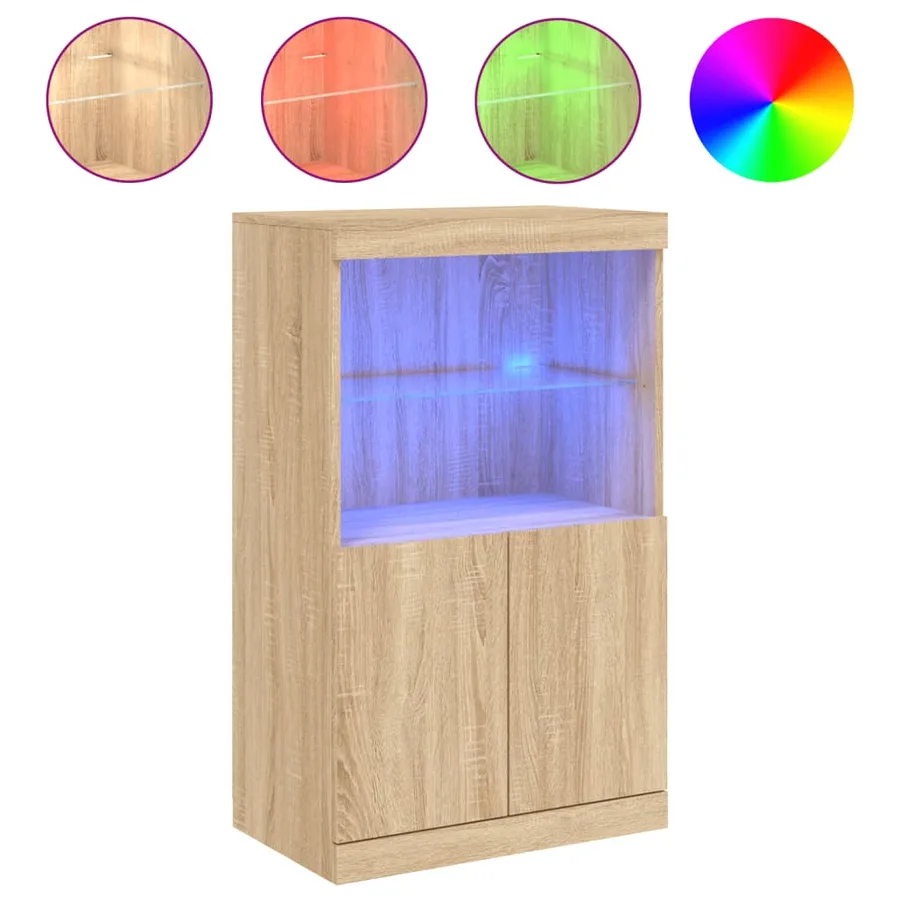 Buffet avec lumières LED chêne sonoma 60,5x37x100 cm - 2