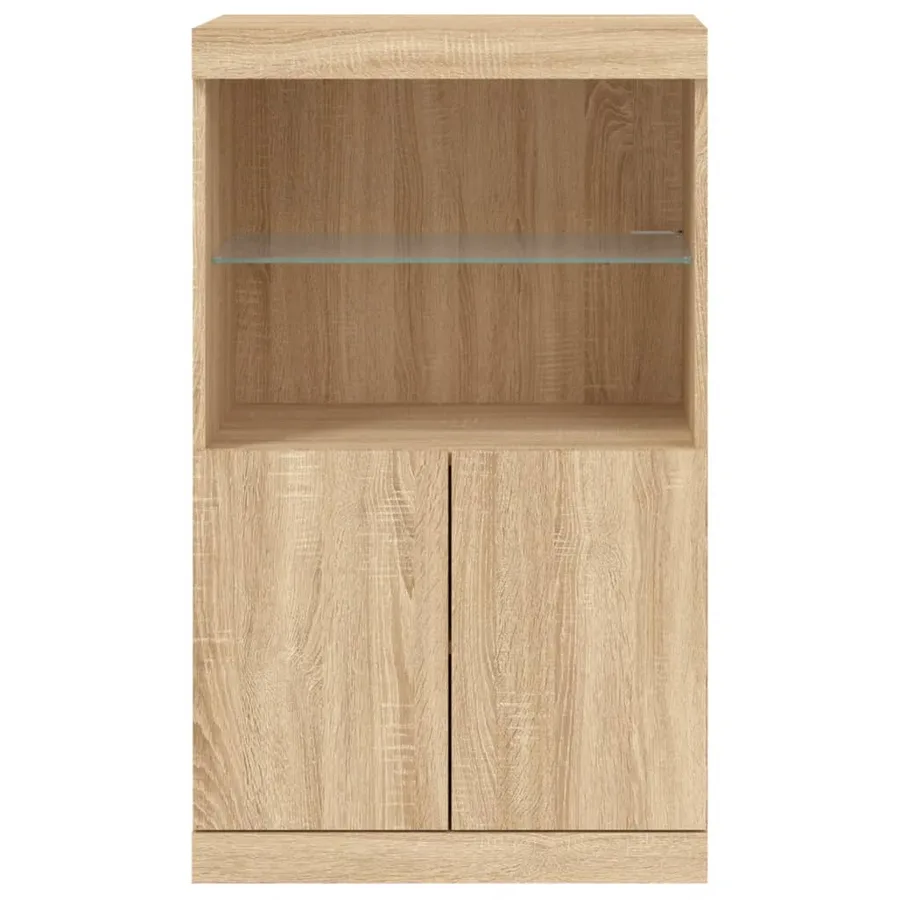 Buffet avec lumières LED chêne sonoma 60,5x37x100 cm - 6