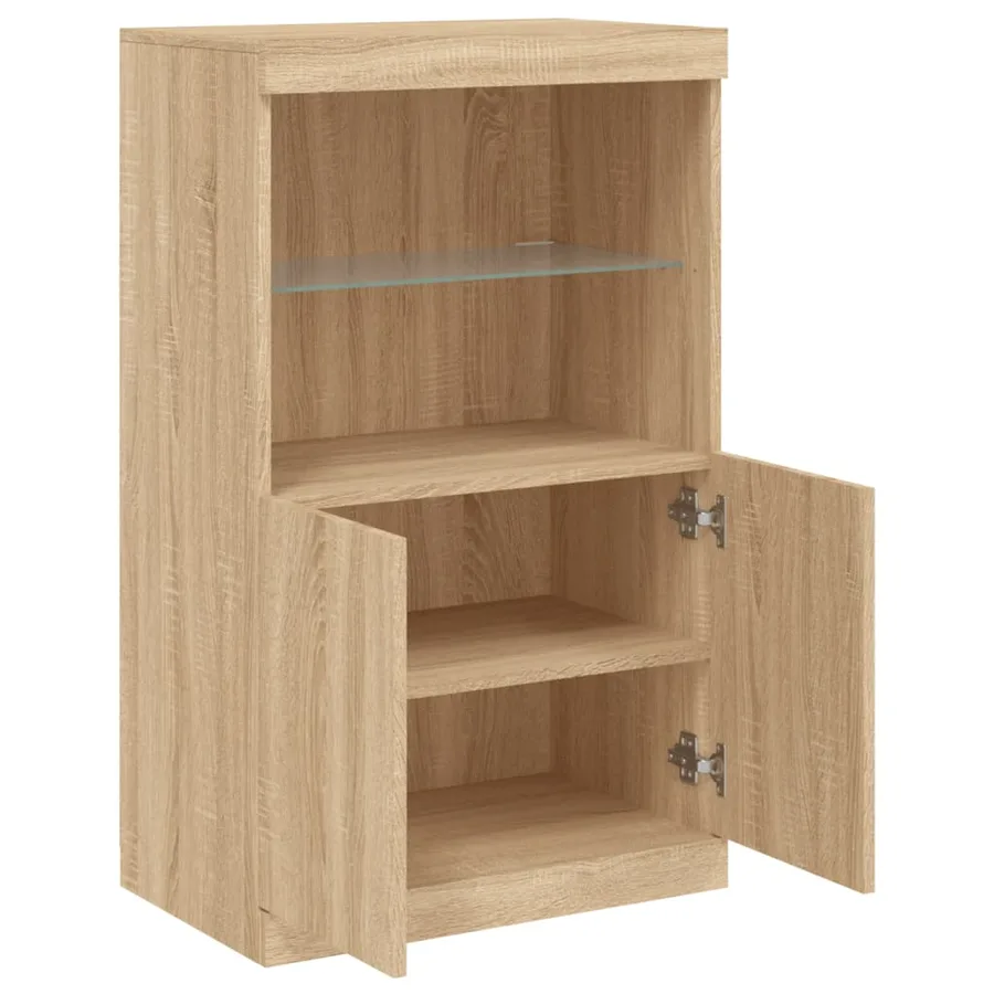 Buffet avec lumières LED chêne sonoma 60,5x37x100 cm - 7
