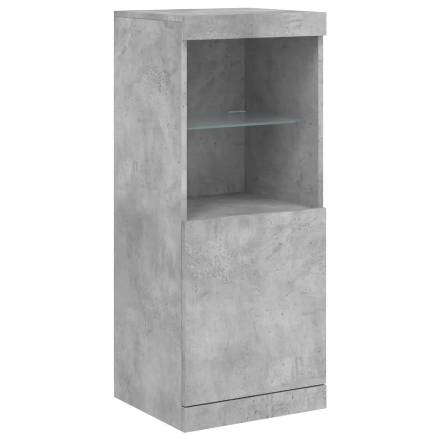 Buffets avec lumières LED 3 pcs gris béton bois d'ingénierie - 7