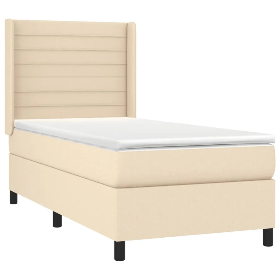 Sommier à lattes de lit avec matelas Crème 90x200 cm Tissu - 3
