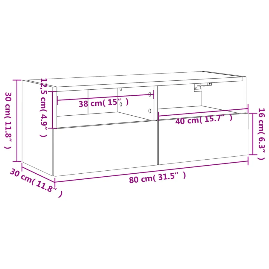 Meuble TV mural chêne sonoma 80x30x30 cm bois d'ingénierie - 14