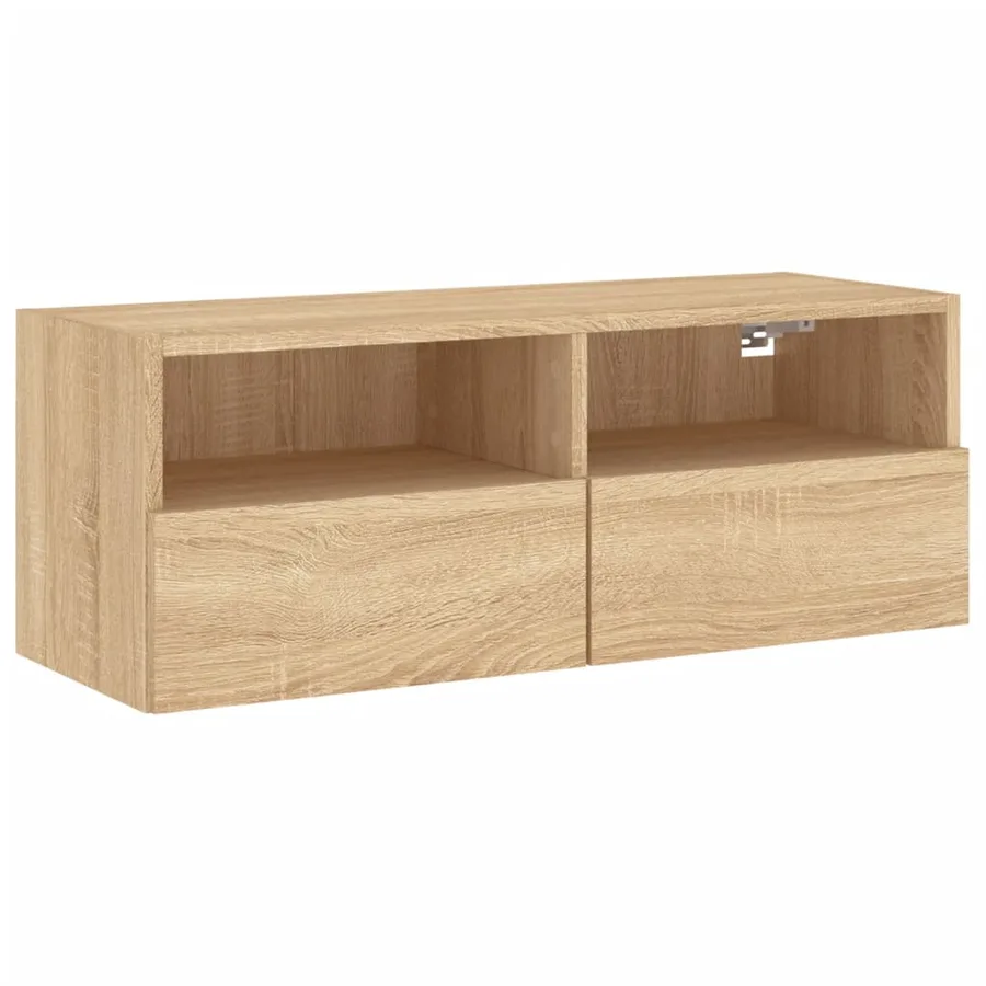 Meuble TV mural chêne sonoma 80x30x30 cm bois d'ingénierie - 2