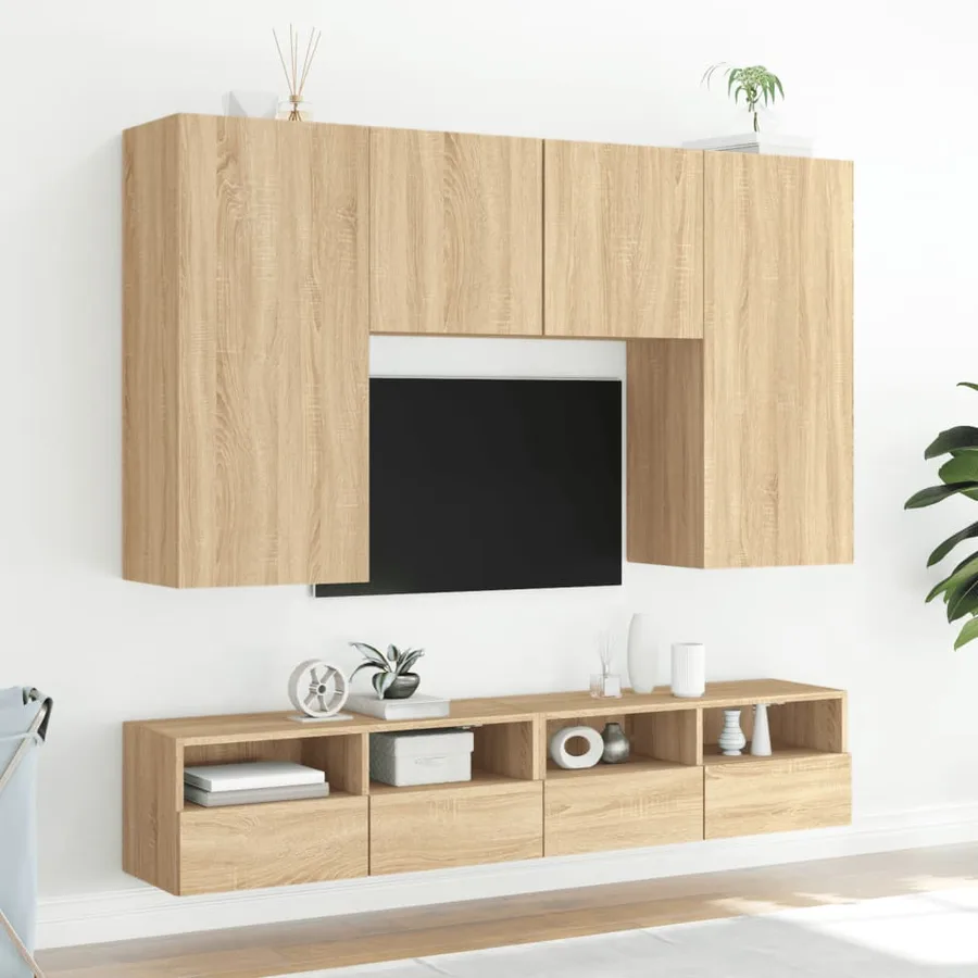 Meuble TV mural chêne sonoma 80x30x30 cm bois d'ingénierie - 4