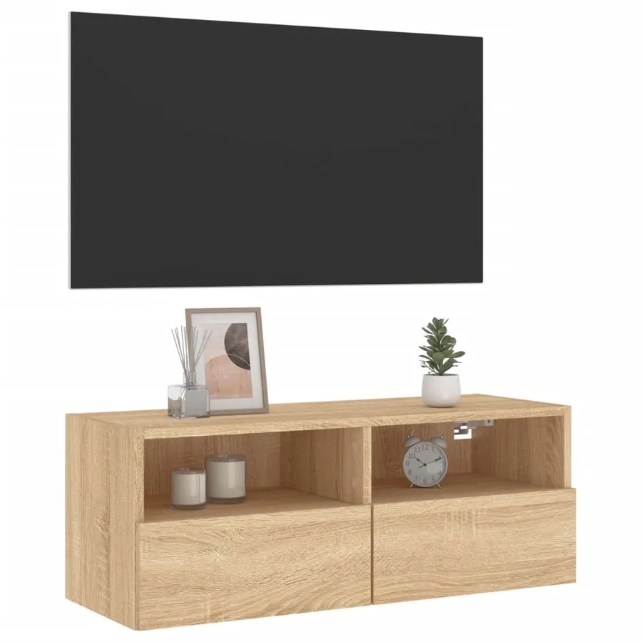 Meuble TV mural chêne sonoma 80x30x30 cm bois d'ingénierie - 5