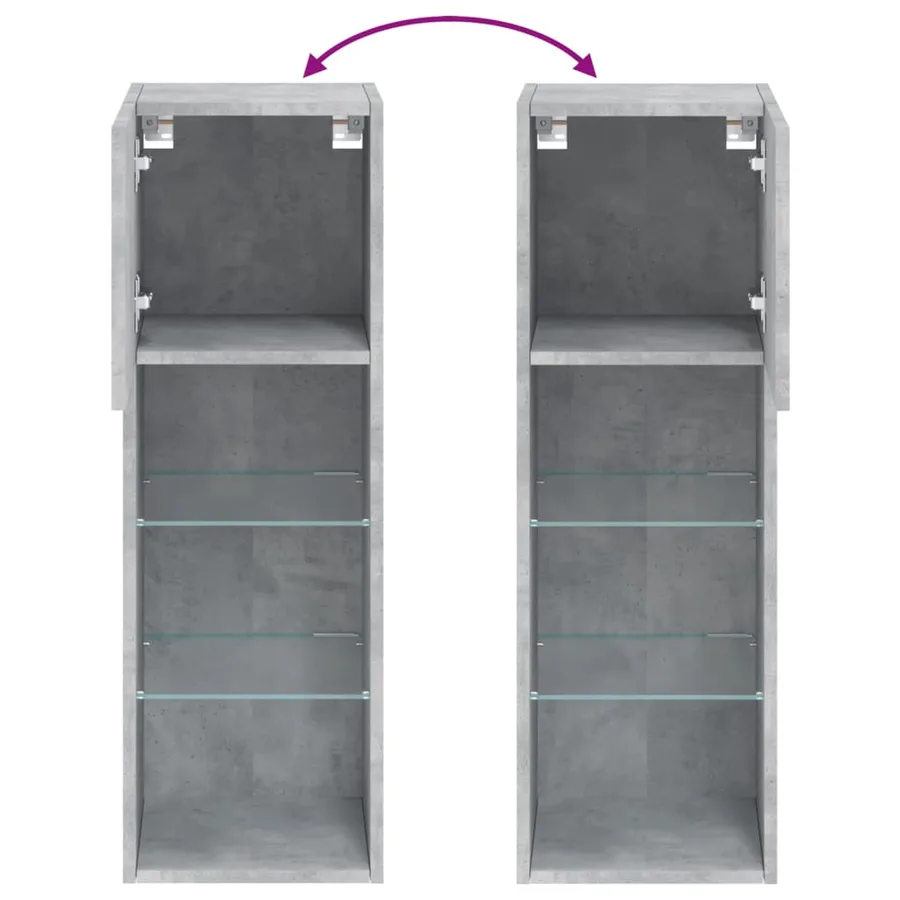 Meubles TV avec lumières LED 2 pcs gris béton 30,5x30x90 cm - 12