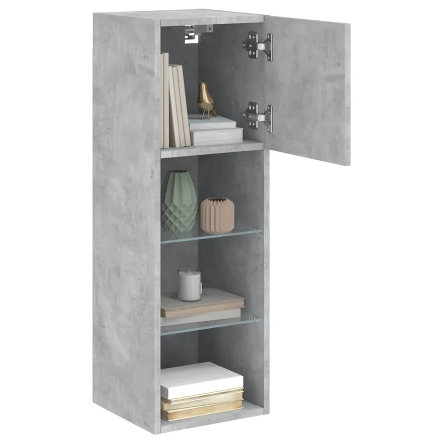 Meubles TV avec lumières LED 2 pcs gris béton 30,5x30x90 cm - 5