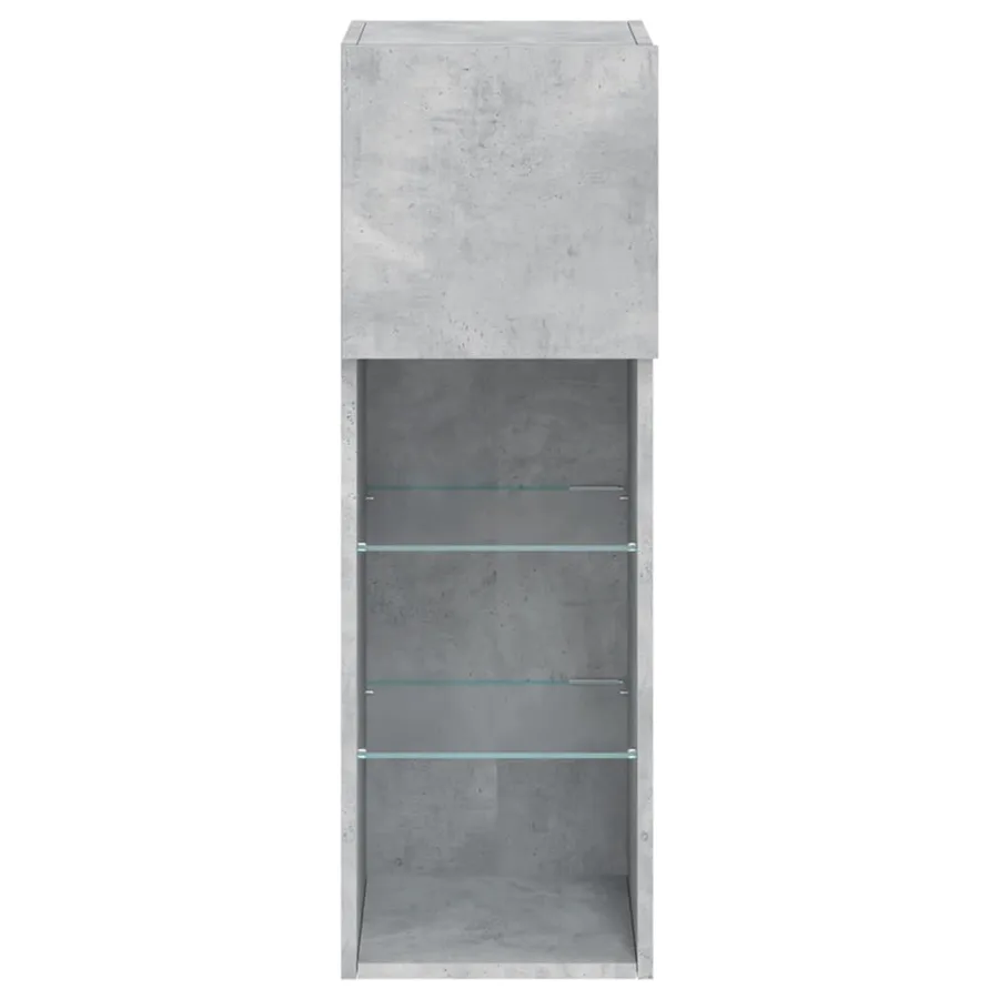 Meubles TV avec lumières LED 2 pcs gris béton 30,5x30x90 cm - 9