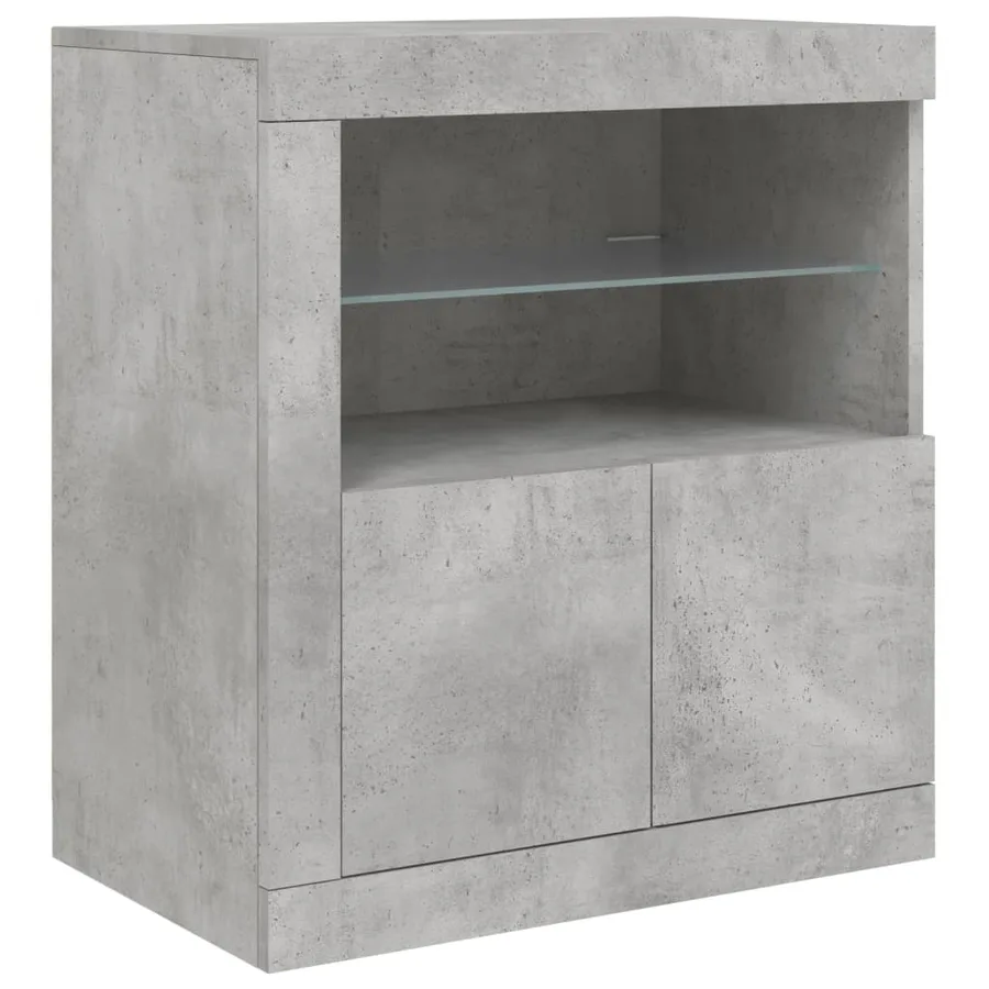 Buffet avec lumières LED gris béton 162x37x67 cm - 10