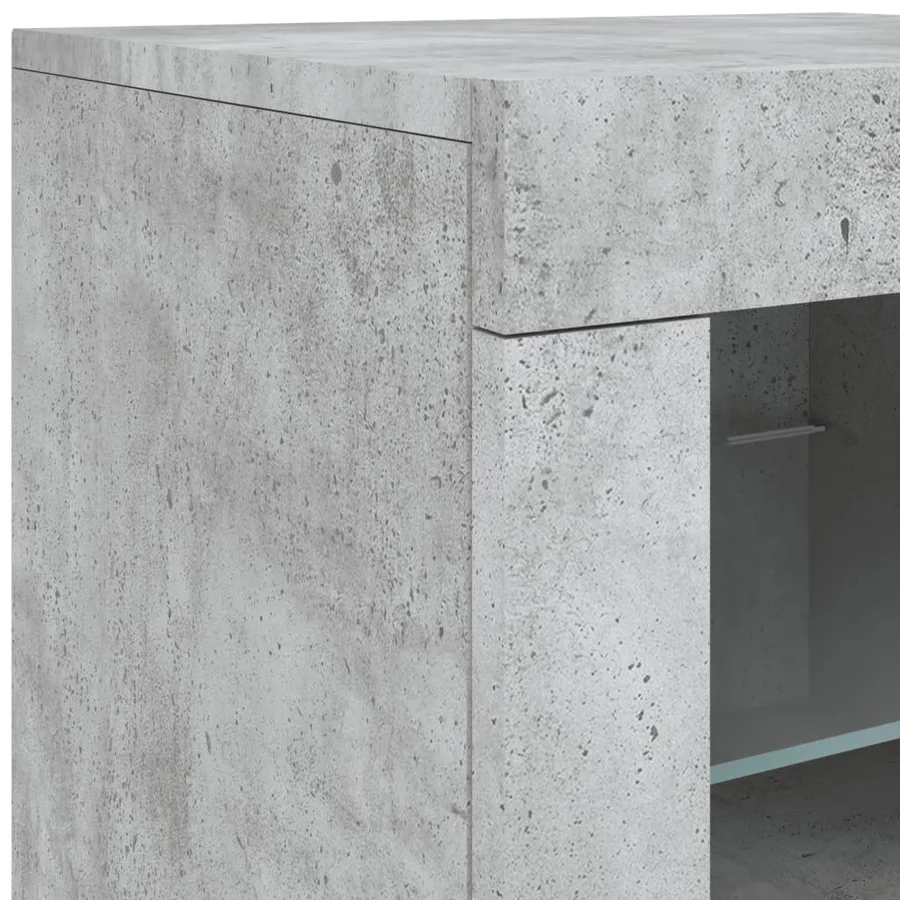 Buffet avec lumières LED gris béton 162x37x67 cm - 11