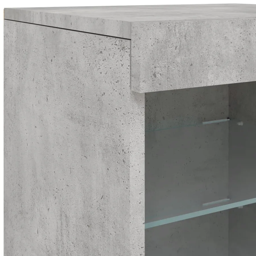 Buffet avec lumières LED gris béton 162x37x67 cm - 13