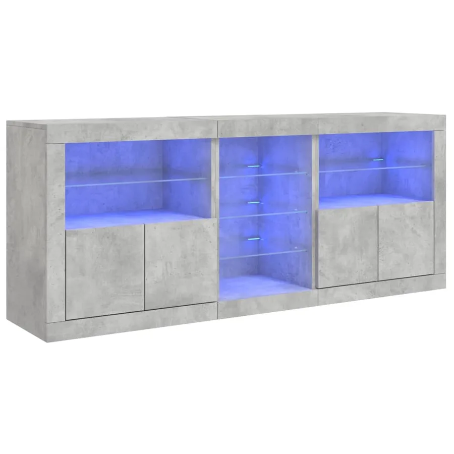 Buffet avec lumières LED gris béton 162x37x67 cm - 2