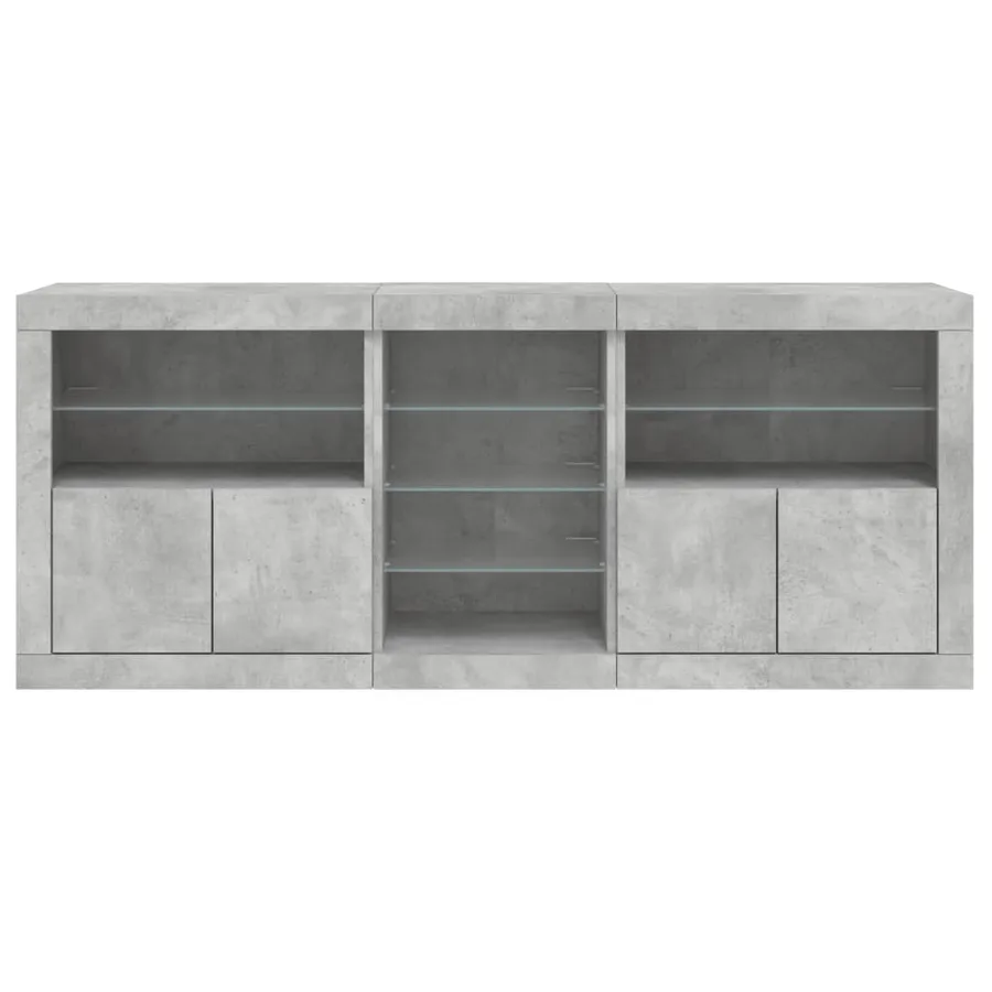 Buffet avec lumières LED gris béton 162x37x67 cm - 7