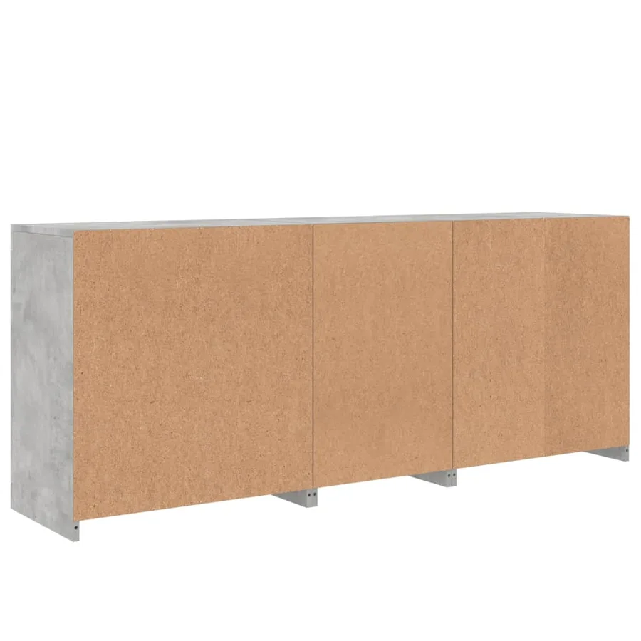 Buffet avec lumières LED gris béton 162x37x67 cm - 9