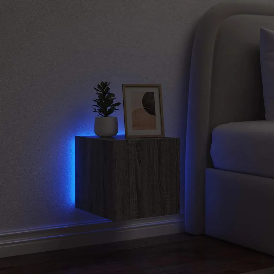 Meuble TV mural avec lumières LED sonoma gris 30,5x35x30 cm - 4