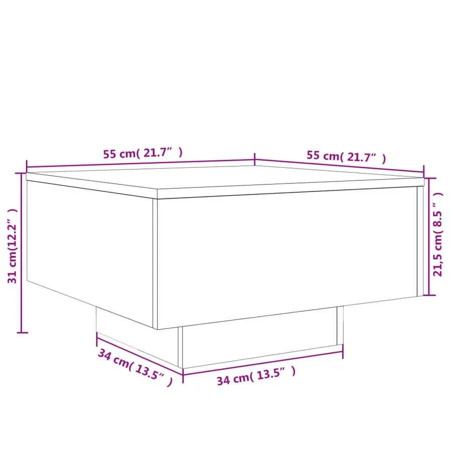 Table basse avec lumières LED noir 55x55x31 cm - 15