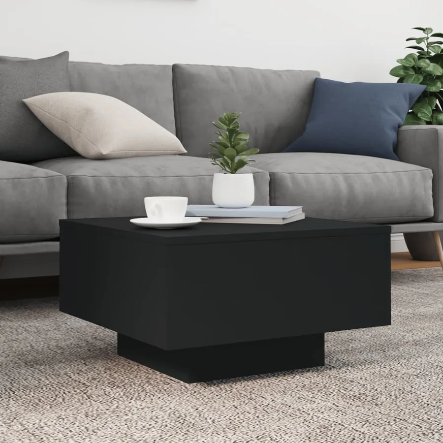 Table basse avec lumières LED noir 55x55x31 cm - 5