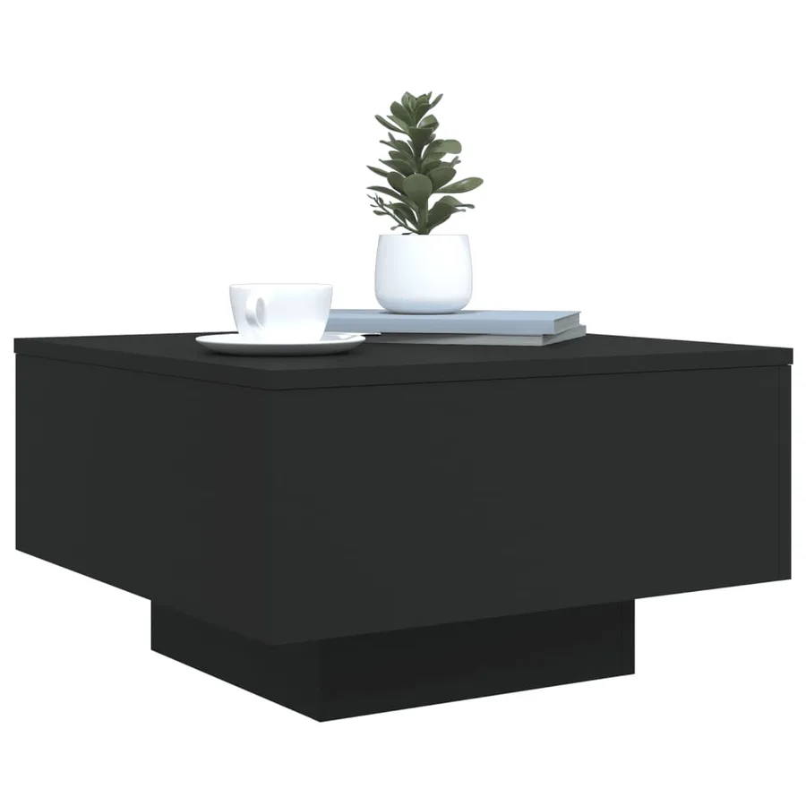 Table basse avec lumières LED noir 55x55x31 cm - 6