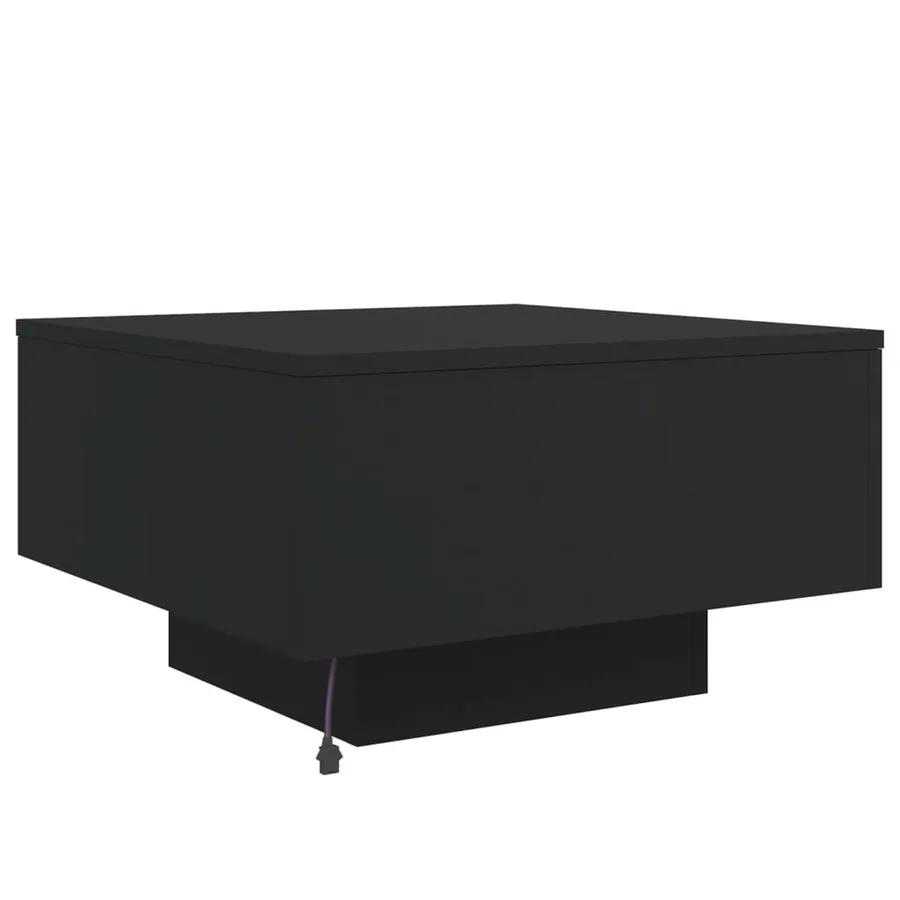 Table basse avec lumières LED noir 55x55x31 cm - 9