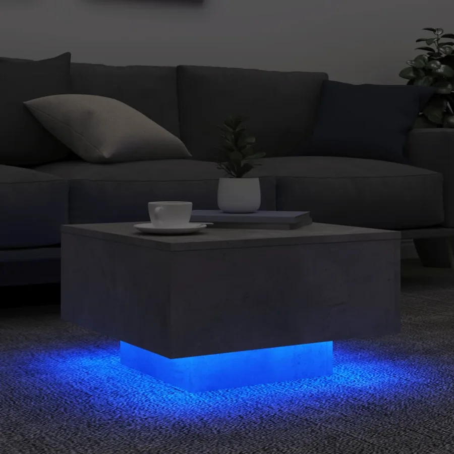 Table basse avec lumières LED gris béton 55x55x31 cm - 4