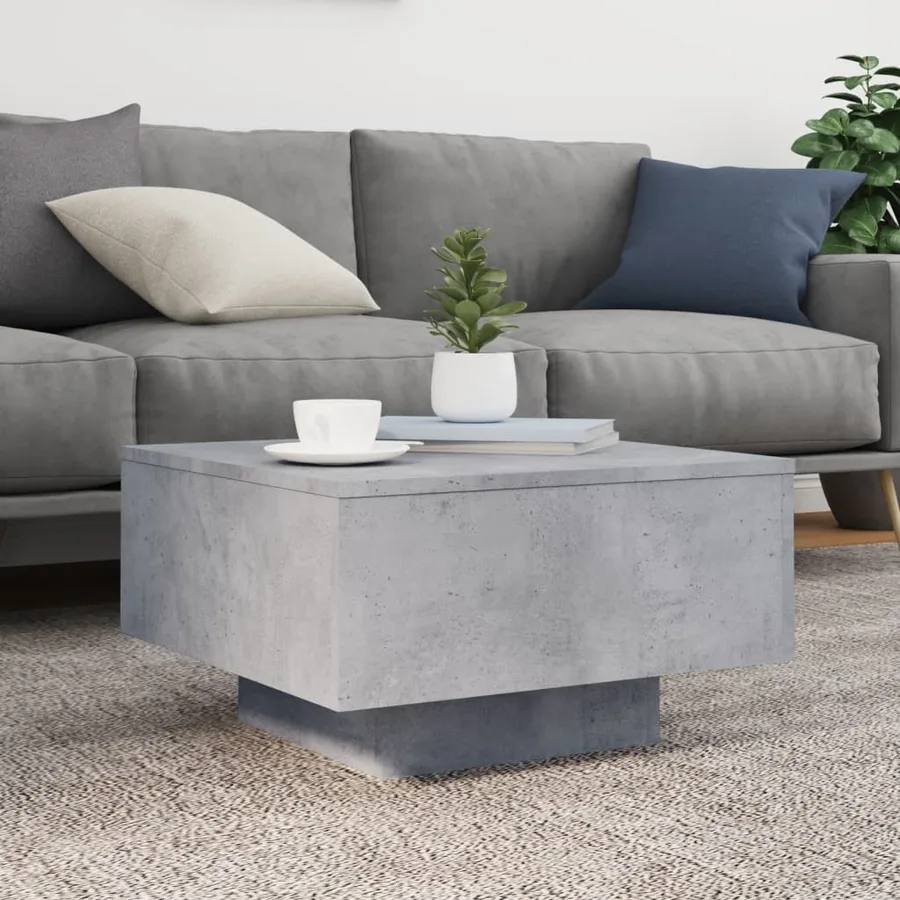Table basse avec lumières LED gris béton 55x55x31 cm - 5