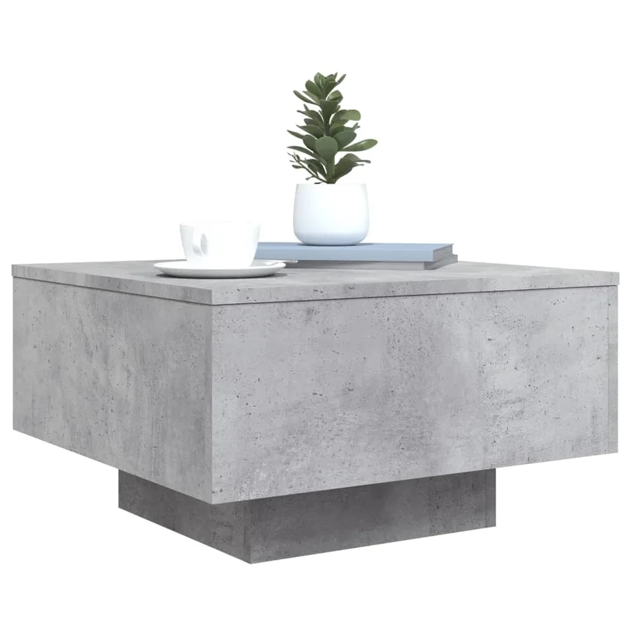 Table basse avec lumières LED gris béton 55x55x31 cm - 6
