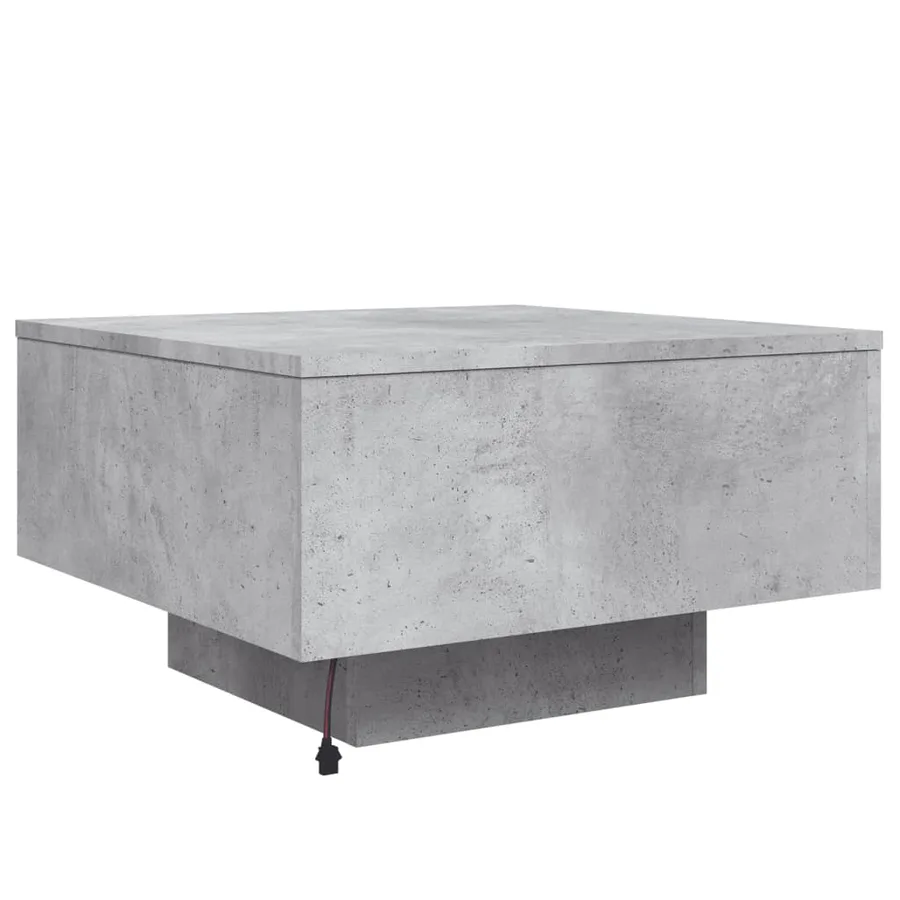 Table basse avec lumières LED gris béton 55x55x31 cm - 9