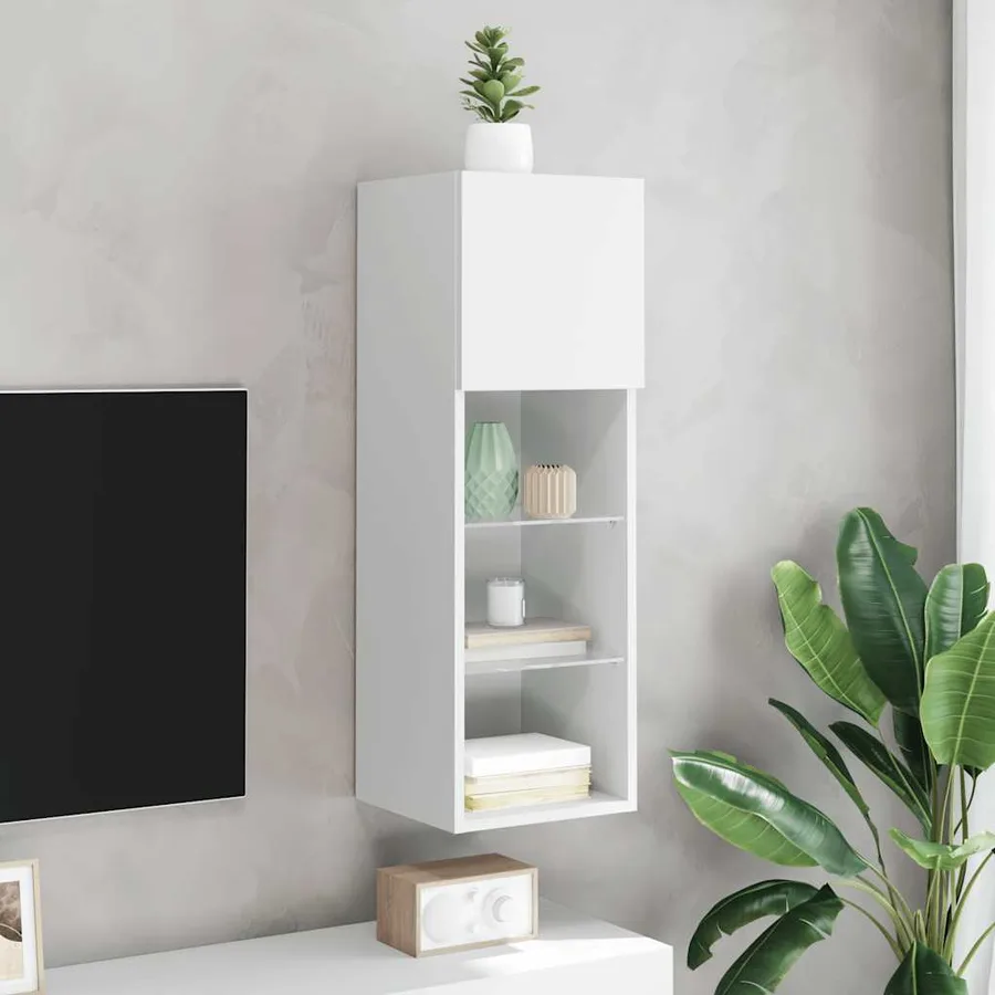 Meuble TV avec lumières LED blanc 30,5x30x90 cm - 4