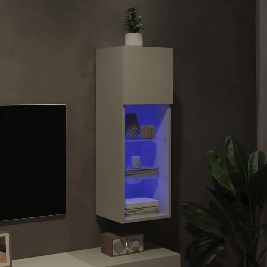 Meuble TV avec lumières LED blanc 30,5x30x90 cm - 5