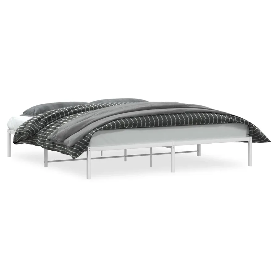 Cadre de lit métal sans matelas blanc 200x200 cm - 2