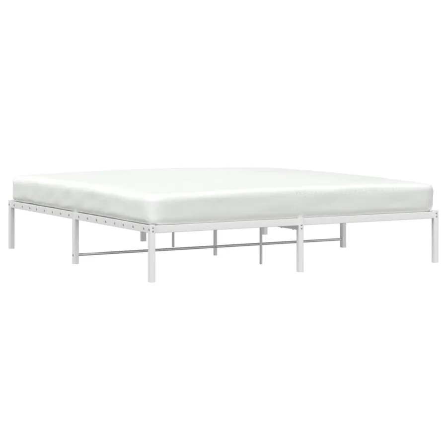 Cadre de lit métal sans matelas blanc 200x200 cm - 3