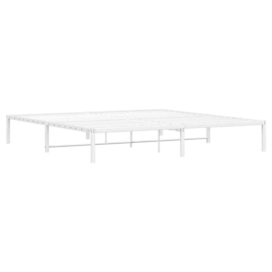 Cadre de lit métal sans matelas blanc 200x200 cm - 4