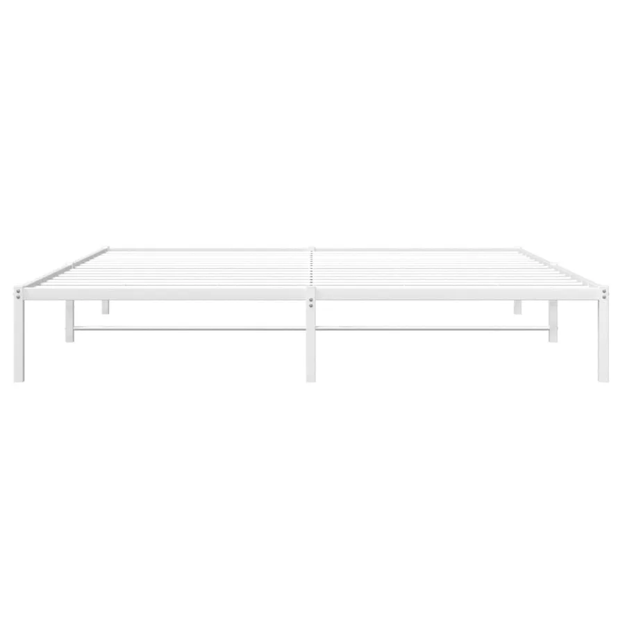 Cadre de lit métal sans matelas blanc 200x200 cm - 5