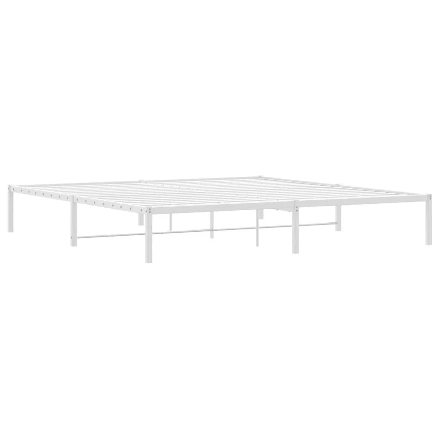 Cadre de lit métal sans matelas blanc 200x200 cm - 7