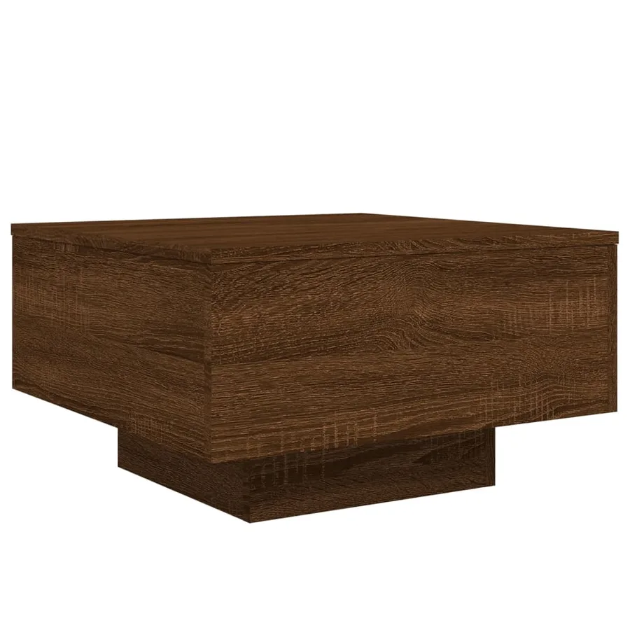 Table basse avec lumières LED chêne marron 55x55x31 cm - 3