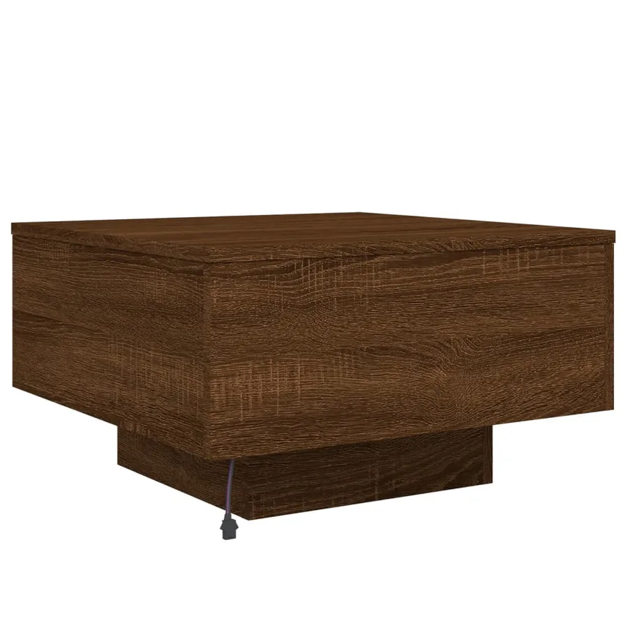 Table basse avec lumières LED chêne marron 55x55x31 cm - 9