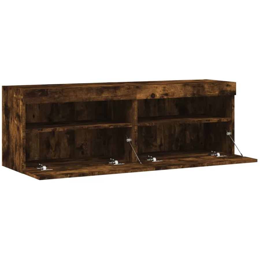 Meubles TV muraux et lumières LED 2pcs chêne fumé 60x30x40 cm - 8