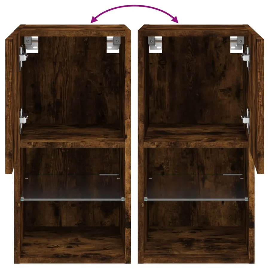 Meubles TV avec lumières LED 2 pcs chêne fumé 30,5x30x60 cm - 12