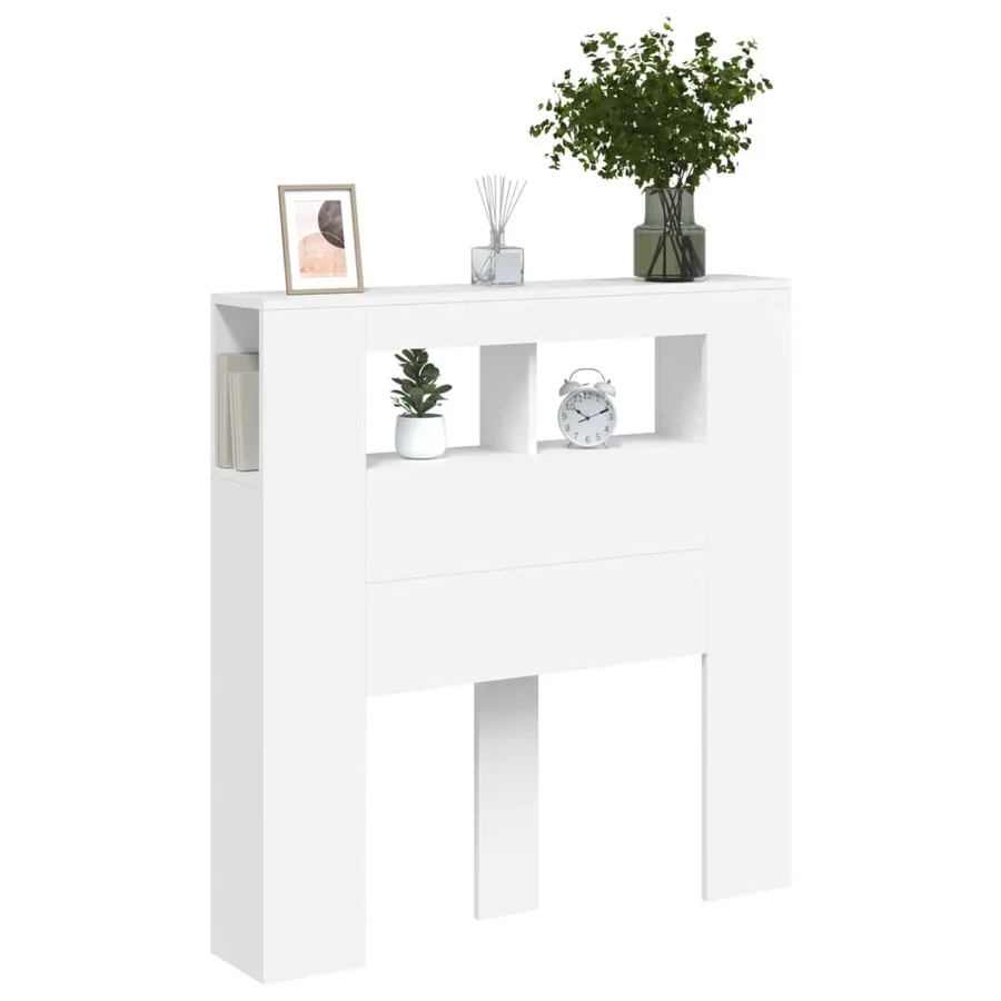 Tête de lit à LED blanc 100x18,5x103,5 cm bois d'ingénierie - 12
