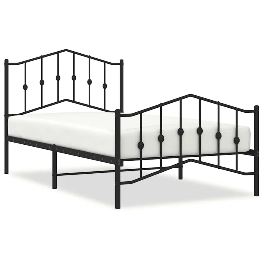 Cadre de lit métal sans matelas avec pied de lit noir 100x190cm - 2