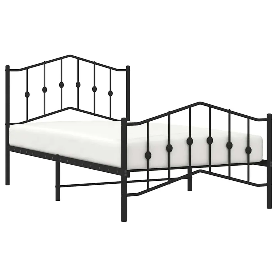 Cadre de lit métal sans matelas avec pied de lit noir 100x190cm - 4