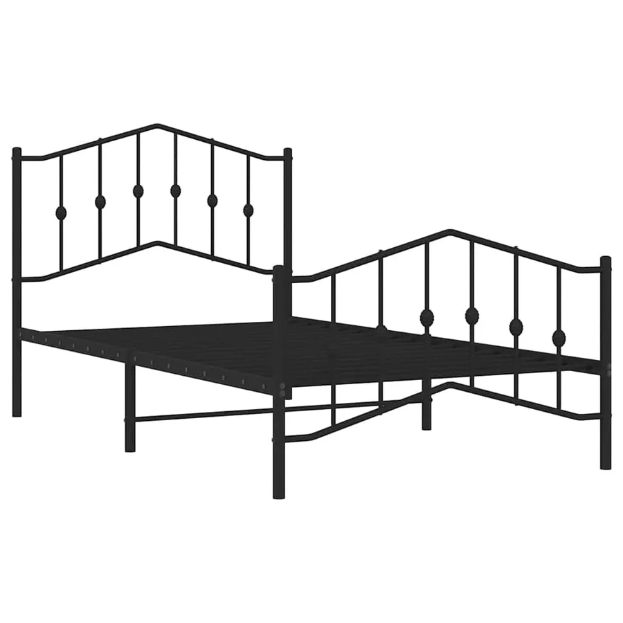 Cadre de lit métal sans matelas avec pied de lit noir 100x190cm - 5