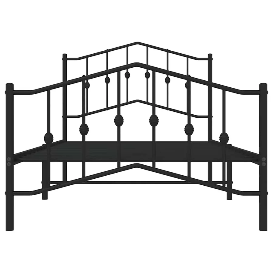 Cadre de lit métal sans matelas avec pied de lit noir 100x190cm - 6