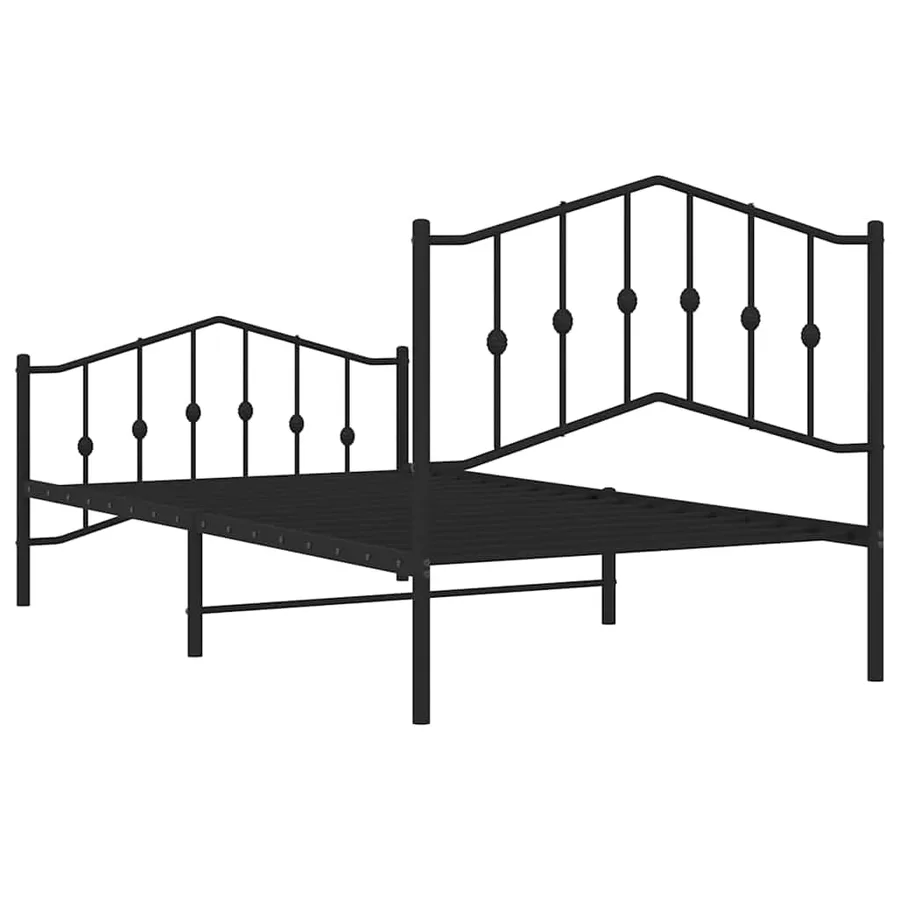 Cadre de lit métal sans matelas avec pied de lit noir 100x190cm - 8