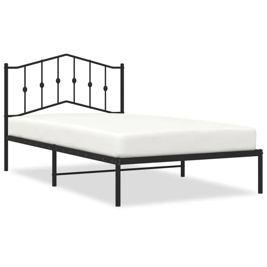 Cadre de lit métal sans matelas avec tête de lit noir 107x203cm - 2