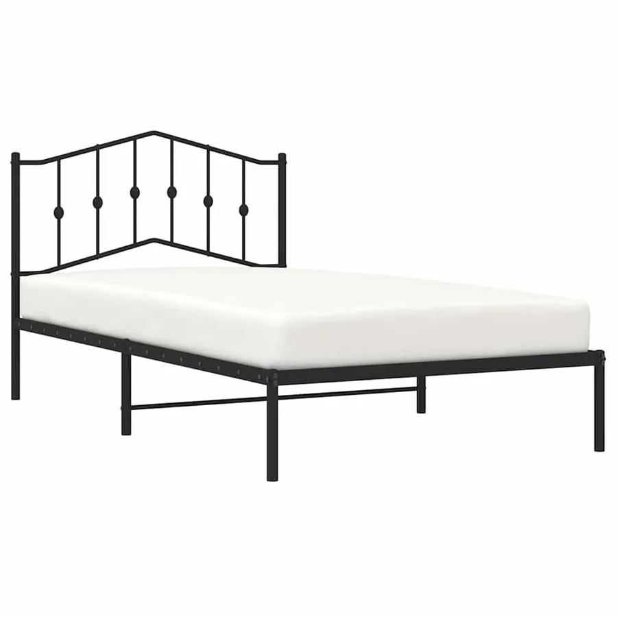 Cadre de lit métal sans matelas avec tête de lit noir 107x203cm - 3