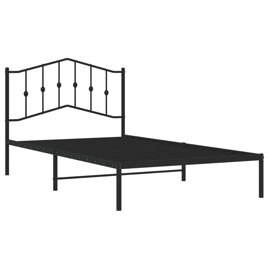 Cadre de lit métal sans matelas avec tête de lit noir 107x203cm - 4