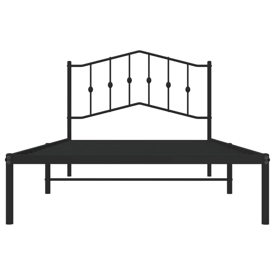Cadre de lit métal sans matelas avec tête de lit noir 107x203cm - 5